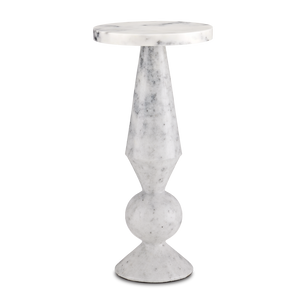 Quince White Marble Accent Table - Elegant Modern Design with Unique Natural Veining & Patterns