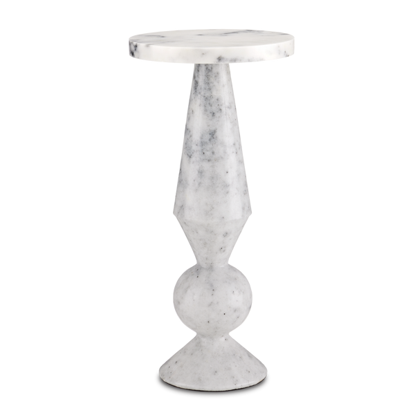 Quince White Marble Accent Table - Elegant Modern Design with Unique Natural Veining & Patterns