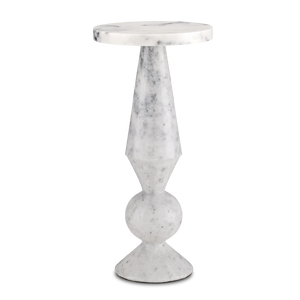 Quince White Marble Accent Table