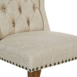 OSP Home Furnishings Jessica Tufted Wing Dining Chair Linen