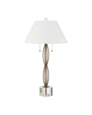 Currey & Company Mizner Table Lamp - Elegant Antique Brass Design With Fluted Profile & Crystal Base For Modern Decor Gold Metal ,Optic Crystal 6000-1018-currey-company
