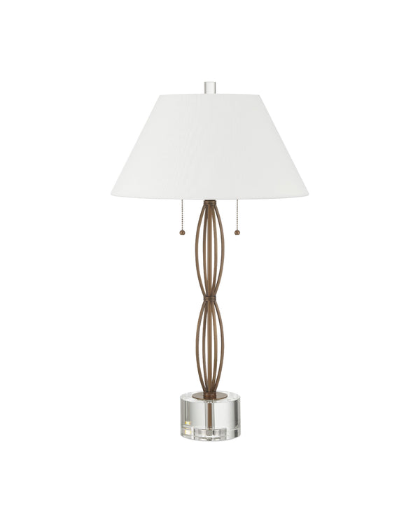 Currey & Company Mizner Table Lamp - Elegant Antique Brass Design With Fluted Profile & Crystal Base For Modern Decor Gold Metal ,Optic Crystal 6000-1018-currey-company
