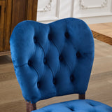 English Elm French Vintage Tufted Upholstered Fabric Dining Chair,Set Of 2,Blue,Sw1869Bl