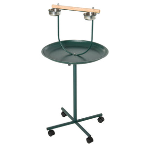 English Elm PawHut Rolling 48" T-Stand Bird Playstand with Large Perch, Stainless Bowls, Tray & Wheels Green W2225P173755