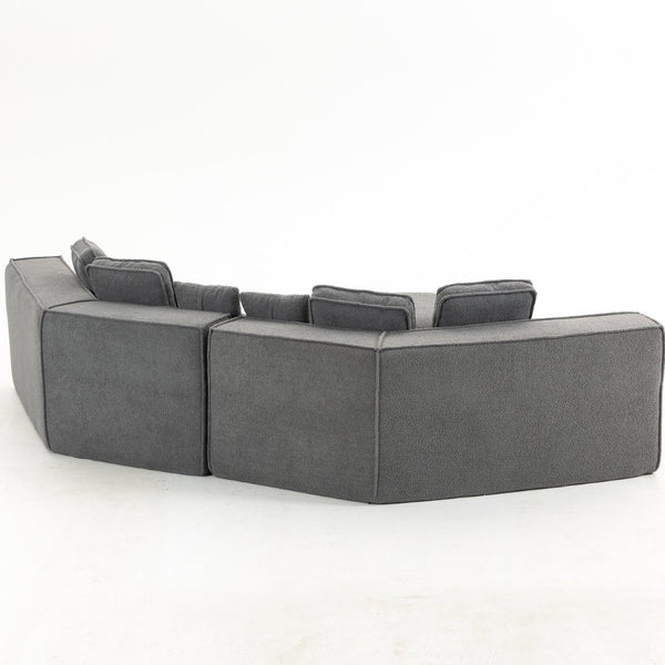 English Elm 132"oversized Teddy Velvet Modular Sectional Plush Foam Couch for Large Living Rooms W3326S00038