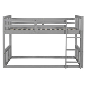 English Elm Twin Over Bunk Bed Solid Pine Frame Gray Finish with Guardrail for Kids N708P429640E