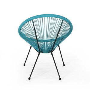 English Elm Anson Outdoor Accent Chairs Set of 2 Woven Rattan Basket Seat Patio Lounge Pair Teal N773P404950T