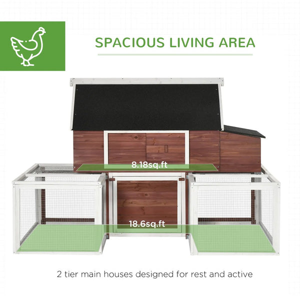 English Elm Wooden Fir Backyard Hen House with Dual Runs Nesting Box and Three Layout Options T3971S00227