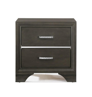 English Elm 2 Drawers Solid Wood Nightstand - Modern Gray Finish With Elegant Angled Design & Ample Storage Space B016P253437