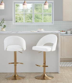 English Elm Fixed-height Metal Frame Barstools with Upholstered Seats and Geometric Footrest Set of 2 B202S01999
