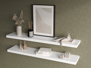 English Elm Floating Shelf Lyle Set of Two White Engineered Wood 47.2" Modern Space-Saving Display Shelf B092P245920