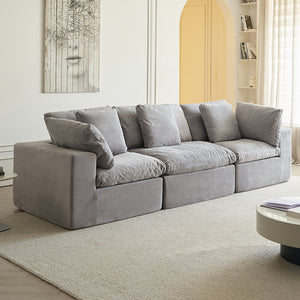 English Elm Modular Sectional Sofa - Space-Saving Light Gray Sleeper Couch With Comfy Sherpa Fabric Design W3622S00008