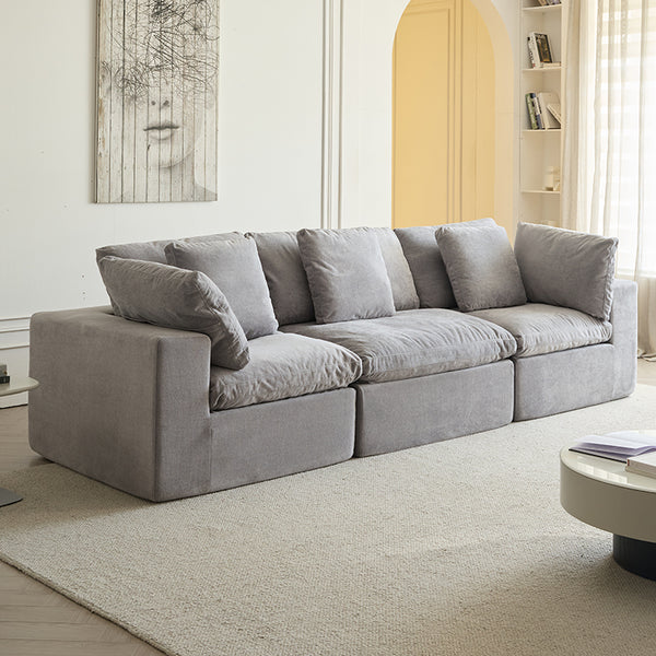 English Elm Modular Sectional Sofa - Space-Saving Light Gray Sleeper Couch With Comfy Sherpa Fabric Design W3622S00008