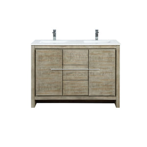English Elm Rustic Acacia Double Bath Vanity 48" W X 20" D With Marble Top & Chrome Faucet - Stylish Storage Solution! B2731P259409-GIGA