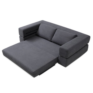 English Elm 81'' Corduroy Floor Sofa Convertible Loveseat Futon Sleeper with Foam Fill and Pillows Gray W1117P459707