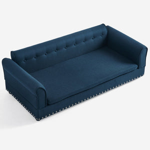 English Elm Oversized Linen Dog Sofa Bed with Full Backrest and Armrests for Large Breeds W487P430328