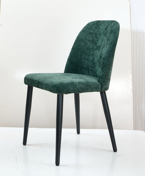 English Elm Dark Forest Green Chenille Armless Dining Chairs Set of 2 with Sleek Metal Legs T3967P423825