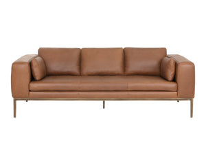 Sunpan Burr Sofa - Modern Masculine Design with Oversized Comfort and Antique Brass Accents for Your Space Behike Saddle Leather