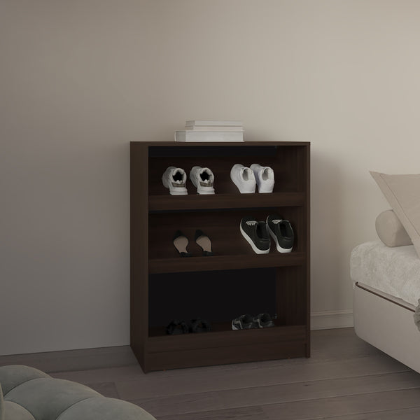 English Elm Shoe Modern 3‑Door Concealed Shoe Cabinet with 3 Shelves, Sturdy Legs, Compact Engineered Wood Storage Brown 39.37 L x 19.29 W x 5.91 H B097P350295