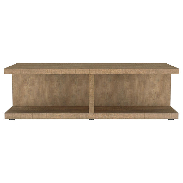 English Elm Metron Mango Rectangular Coffee Table with Open Shelves, Rustic Mango Finish, Modern Modular Design B062P375419