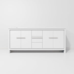 English Elm White Double Bath Vanity With Quartz Top - 80" W Elegant Storage Solution For Modern Bathrooms B2731P259568-GIGA