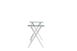 English Elm Glass Tempered Computer Desk Clear Bent-Glass Laptop Table with Rounded Edges, Scratch-Resistant Surface W1718P303836