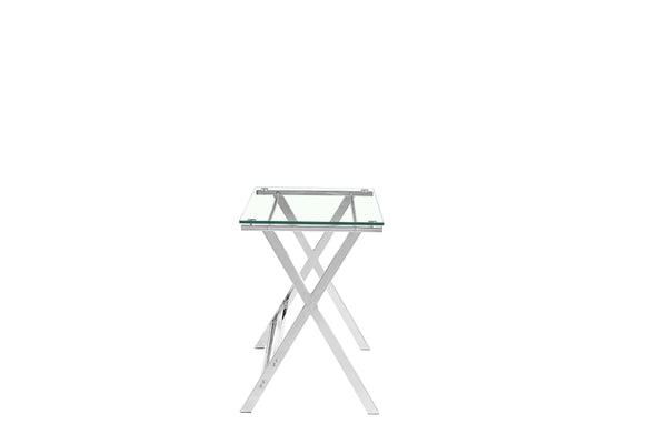 English Elm Glass Tempered Computer Desk Clear Bent-Glass Laptop Table with Rounded Edges, Scratch-Resistant Surface W1718P303836