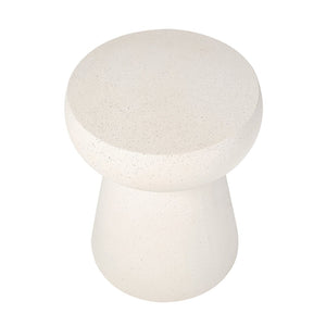 English Elm U_style Sculptural Mushroom Pedestal Table Travertine Mgo Stone Look Patio Accent Beige N711P422070K