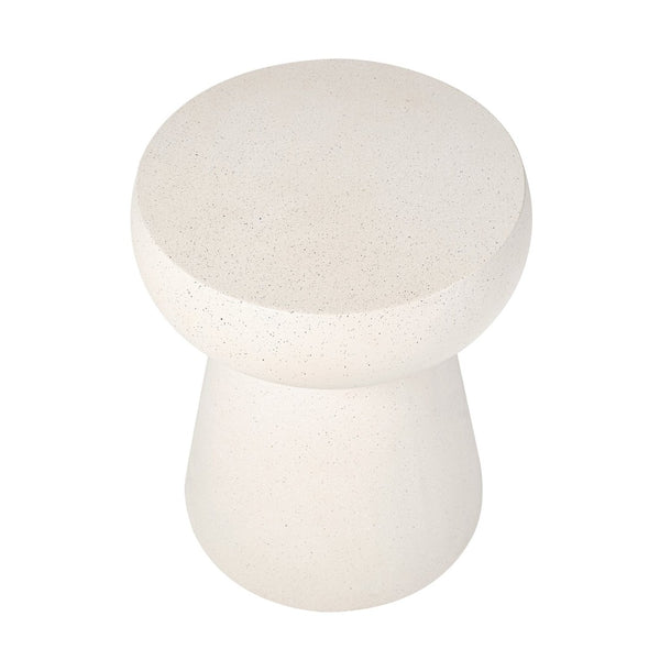 English Elm U_style Sculptural Mushroom Pedestal Table Travertine Mgo Stone Look Patio Accent Beige N711P422070K