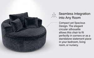 English Elm Round Oversized Corduroy Chaise Lounger Circular Deep Seat Sofa for Bedroom Living Room W5527P489261