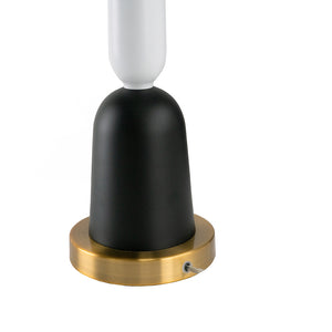 English Elm 11x11x30.2" Elongated Teardrop Metal Table Lamp in Gold & Black with Cylinder Shade — Modern Elegance W2078P324083