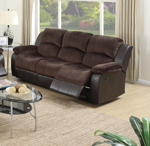 English Elm Motion Sofa Oversized 3-Seat Chocolate Padded Suede & Bonded Leather Reclining Couch, Plush Comfort B011P205234