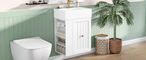 English Elm 20-Inch Compact Bathroom Vanity with Ceramic Sink, Wall-Mounted MDF Cabinet, Modern Space-Saver Design White N725P314023K