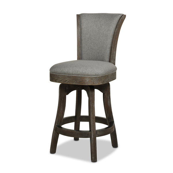 English Elm Jennifer Taylor Home - Henry 27" Armless Swivel Counter Height Bar Stool Heathered Linen Upholstered High Back Support Gray B2719P238374