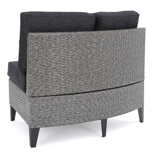 English Elm Christopher Knight Home® - PEMA Single Sofa Set of 2 - Mixed Grey Rattan, Iron Frame, Water-Resistant Black Cushions, Easy Assemble 59263.00MBK