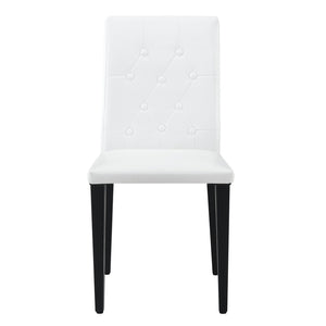 English Elm 4-piece Brown Suede Dining Chair Set with Tufted Back and Walnut Metal Legs White+Black W1151P361173