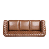 Christopher Knight Home® - Noble House - - 84.50'' Mid Century Cognac Brown 3-Seater Sofa, Pu, Classic Retro Sofa With Rolled Arms – Modern, Elegant, And Comfortable Couch, Perfect For Living Room, Office, Bedroom, Primary Living Spaces