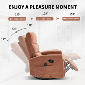 English Elm Heat Massage Swivel Rocker Recliner with 8 Nodes Vibration for Living Room Comfort W3224P322247