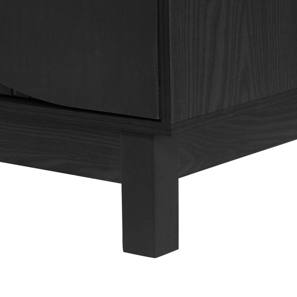 English Elm Modern Fluted 6 Drawer Dresser with Solid Wood Legs Japandi Chest for Bedroom Carbon Black N739S0000015E
