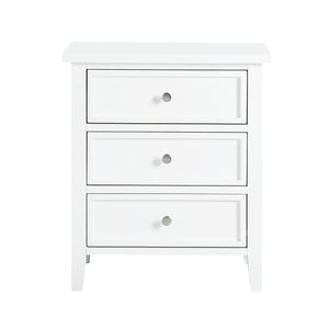 English Elm Luca 3-Drawer Nightstand with Dovetail Drawers and Metal Glides, Tapered Legs, No Assembly Required White B050P376948