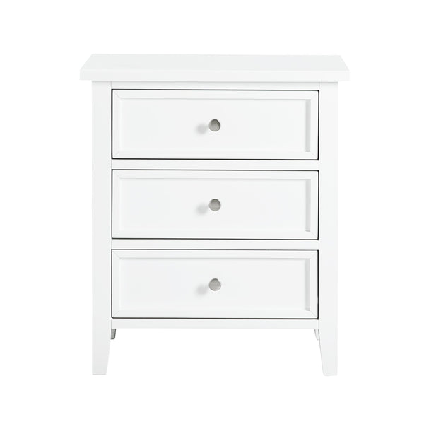 English Elm Luca 3-Drawer Nightstand with Dovetail Drawers and Metal Glides, Tapered Legs, No Assembly Required White B050P376948