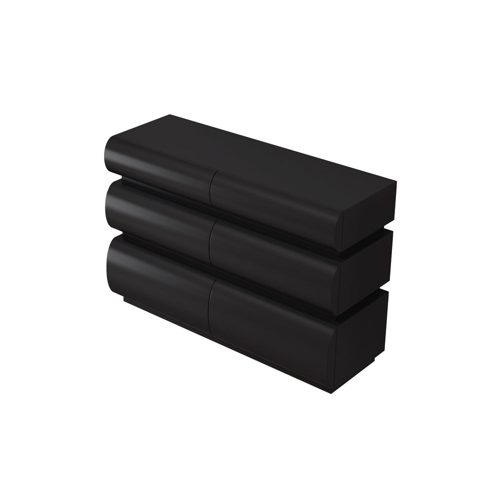 English Elm 6 Modern 6-Drawer Dresser Black No Handle Bedroom Chest with Wide Storage, Sleek Scratch-Resistant Design W757P318427