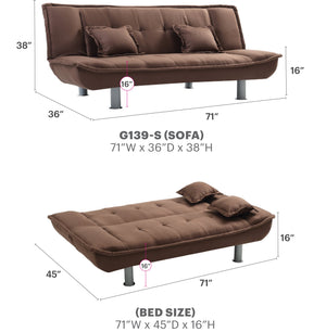 English Elm Glory Velvet Sofa with LED Accent Lighting, Tufted Crystal Buttons, Chrome Trim, Luxe Throw Pillows Chocolate 44 L x 72 W x 9 H B078107994