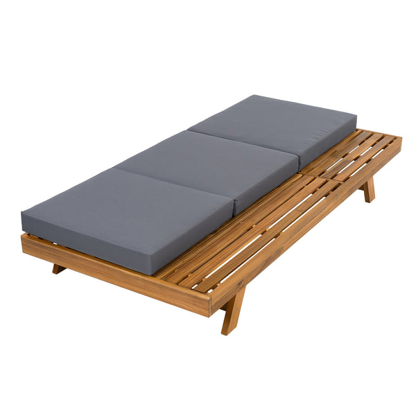 English Elm Christopher Knight Home® - Lounge Chaise Set - Acacia Solid Wood With Ergonomic Dark Grey Cushion For Stylish Outdoor Relaxation N770P253442T_N770P208326G