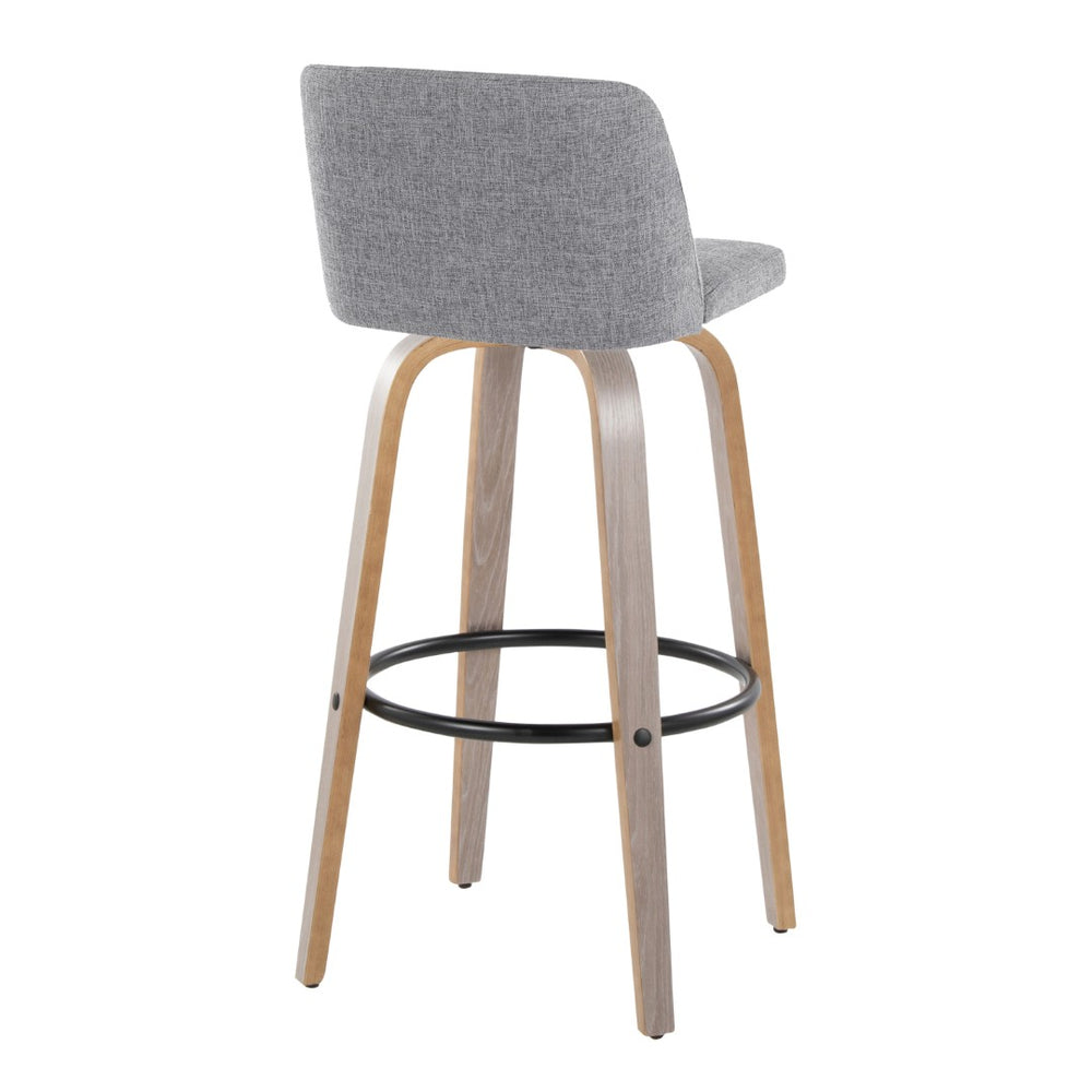 English Elm Toriano 30" Fixed-Height Barstools With Swivel, Grey Fabric & Light Wood, Set Of 2 For Modern Spaces B202S00659-GIGA