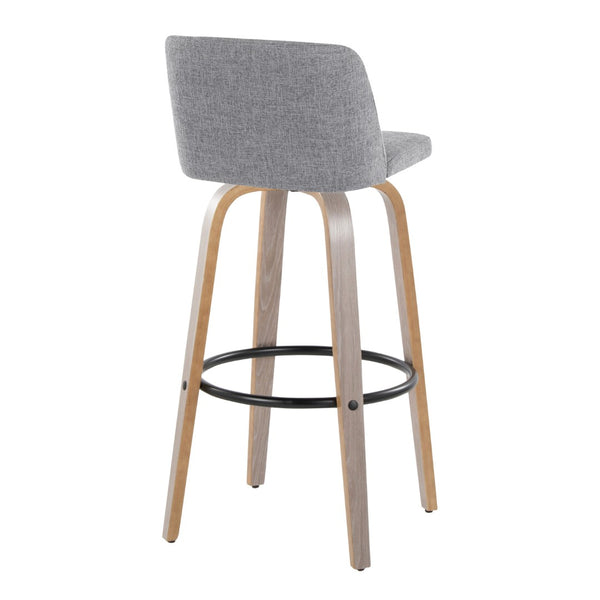 English Elm Toriano 30" Fixed-Height Barstools With Swivel, Grey Fabric & Light Wood, Set Of 2 For Modern Spaces B202S00659-GIGA