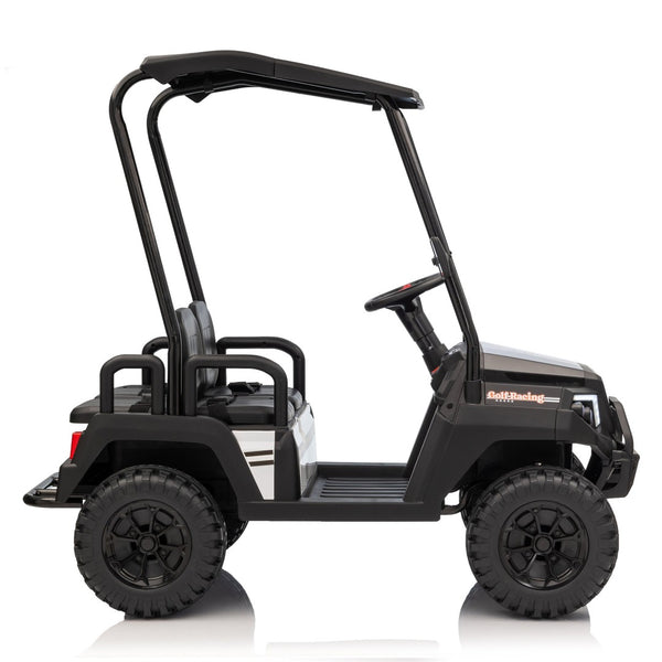 English Elm 24v Kids Electric Ride on Truck Four Seat All Wheel Drive Spring Suspension Sunshade Black W1578P381262
