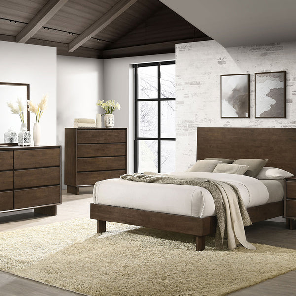 English Elm Hemlock Solid Wood 2-Drawer Nightstand in Warm Brown — Smooth Fingertip Pulls, Soft-Glide Storage B062P378389