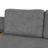 English Elm 114" L-Shaped Sofa Sectional Sofa With Two Usb Ports and Two Power Sockets, A Storage Drawer and A Reversible Chaise Lounge For Living Room, Grey