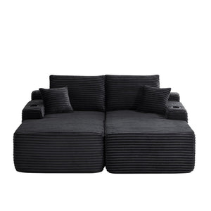 English Elm New Cloud Sectional Sofa Deep Plush Seat Double Chaise Low Profile Modern Lounge W3975P475548